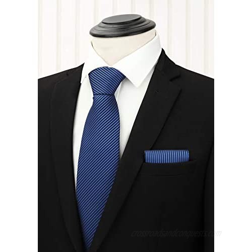 HISDERN Lot 3 PCS Classic Men's Silk Tie Set Necktie & Pocket Square - Multiple Sets
