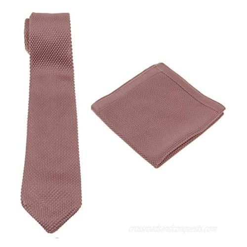 Men Solid Knit Tie Set : Necktie and Pocket Square - Gift Sets