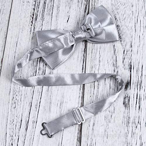 Men's Bow Tie and Y Shape Suspender Set Adjustable Elastic Solid Color