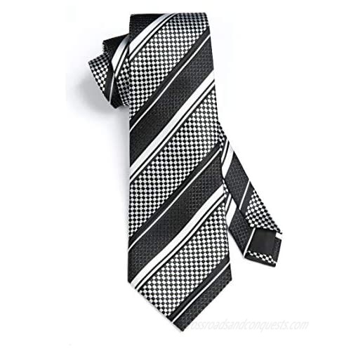 Men's Tie Checkered Ties for Men Plaid Strip Neck Tie and Handkerchiefs Silk Classic Necktie & Pocket Square Set