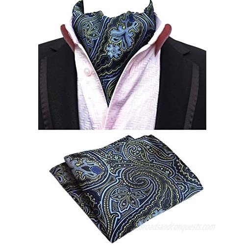 MOHSLEE Men's Exquisite 4 Pack Cravat Floral Ascot Scarf Tie & Pocket Square Set