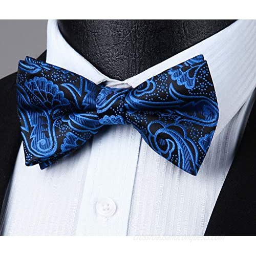 Pre-Tied Bow Ties for Men Classic Paisley Jacquard Bowties Pocket Square Set Fashion Formal Adjustable Bow Tie Wedding Party
