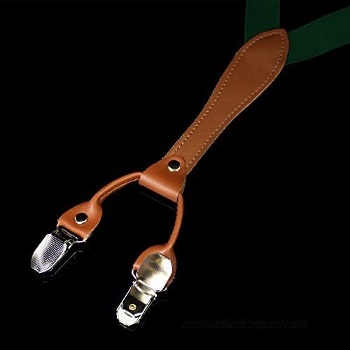 RBOCOTT Solid Color Suspender and Silk Bow Tie Sets for Men