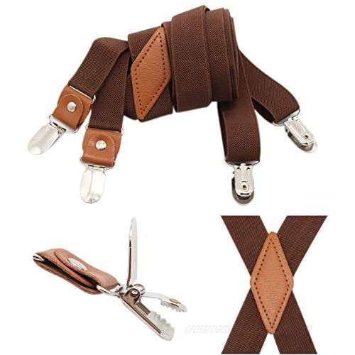 Timiot Mens Suspender and Bowtie Set X Back Heavy Duty Adjustable Elastic Clips