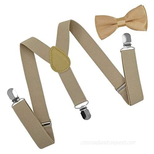 TraderPlus Men Elastic Suspenders and Bow Ties Set for Wedding Formal Events