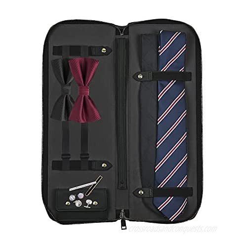 UTILE Tie PU Leather Storage Case for Travel – Holder for Tie Necktie Bow Tie Tie Bar and Cufflinks