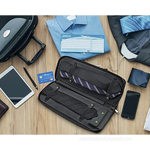 UTILE Tie PU Leather Storage Case for Travel – Holder for Tie Necktie Bow Tie Tie Bar and Cufflinks