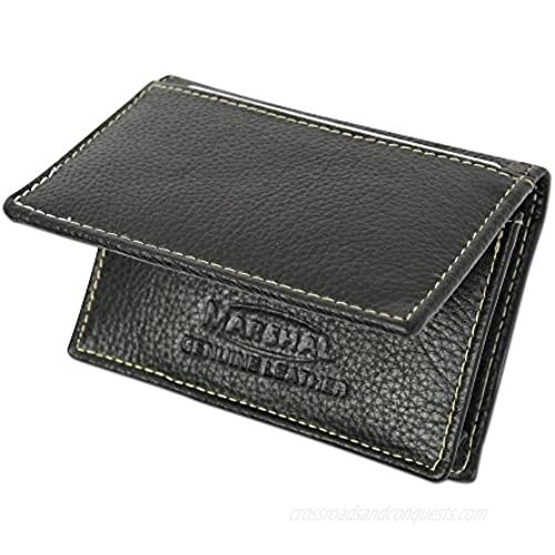 100% Leather Business Card Holder Black #96-70