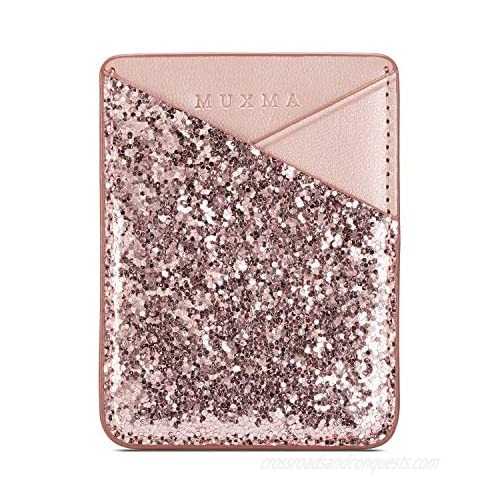 2 Card Slots Wallet Sticker Women's Glitter Adhesive Purse Sparkling Sleeve Pouch Stick on Phone Tablets New iPad Pro Galaxy Tab Notebook