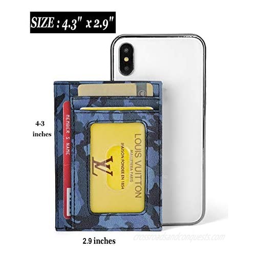 BABAMA Slim Wallet RFID Blocking Front Pocket Card Holder Minimalist Secure Thin Camo Leather Small Wallets for Men Women