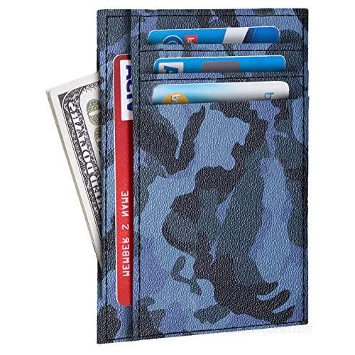 BABAMA Slim Wallet RFID Blocking Front Pocket Card Holder Minimalist Secure Thin Camo Leather Small Wallets for Men Women