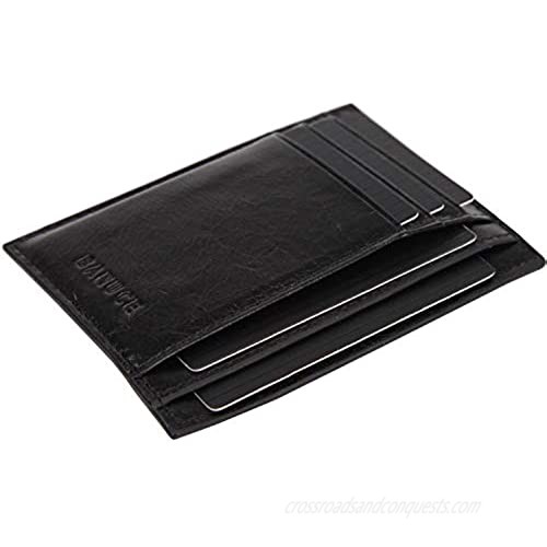 Banuce Top Grain Leather Card Holder for Women Men Unisex ID Credit Card Case Slim Card Wallet Black