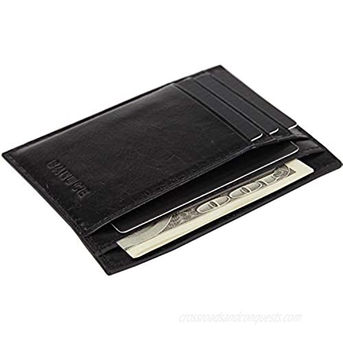 Banuce Top Grain Leather Card Holder for Women Men Unisex ID Credit Card Case Slim Card Wallet Black