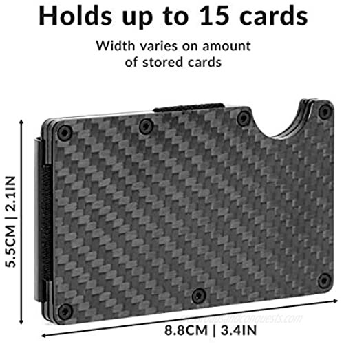 Carbon Fiber Credit Card Wallet RFID Blocking Protector Money Clip Stylish Minimalist Slim Card Holder Design
