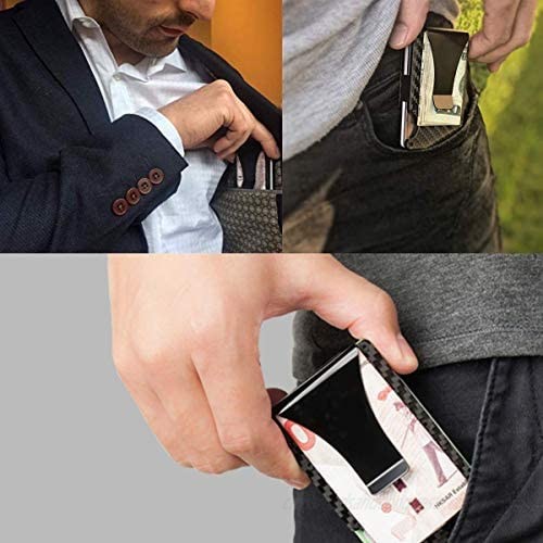 Carbon Fiber Credit Card Wallet RFID Blocking Protector Money Clip Stylish Minimalist Slim Card Holder Design