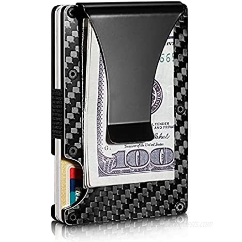 Carbon Fiber Credit Card Wallet  RFID Blocking Protector Money Clip  Stylish Minimalist Slim Card Holder Design