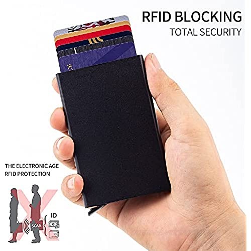 Card Holder Men Credit Card Holder ID Card & Passport Holder Slim Card Case Front Pocket Anti-theft-RFID Auto Pop up Travel Thin Wallets for Men