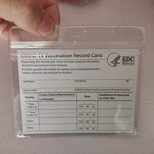 CDC Vaccination Card Protector 4 X 3 Inches Immunization Record Vaccination Cards Holder Clear Vinyl Plastic Sleeve with Waterproof Type Resealable Zip(5 Pack)