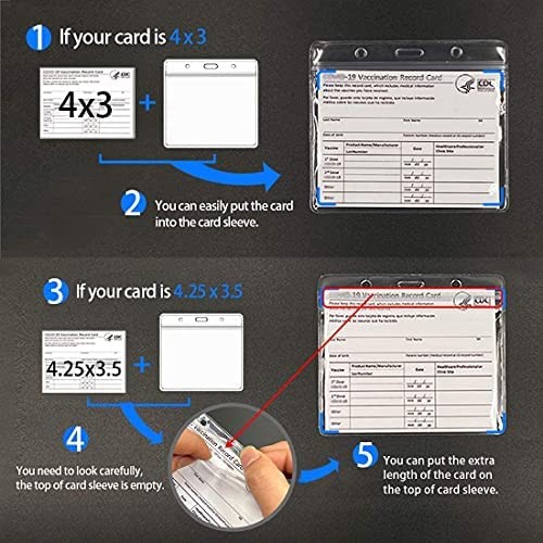 CDC Vaccination Card Protector 4 X 3 Inches Immunization Record Vaccination Cards Holder Clear Vinyl Plastic Sleeve with Waterproof Type Resealable Zip(5 Pack)