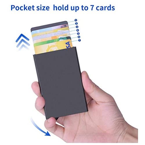 Credit Card Holder Metal Slim Cards Wallet Front Pocket Card Protector Automatic Pop up Desgin Up to 7 Cards RFID Blocking