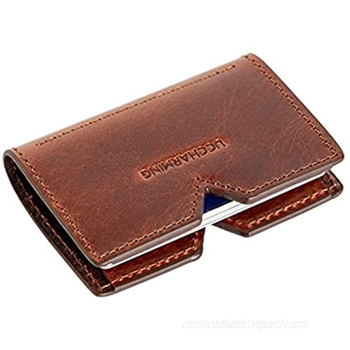 Credit Card Wallet Genuine Leather Card Case Minimalist Wallets for Men & Women Credit Card Holder Money Clip Business Card Case ID Case Wallet - Coffee