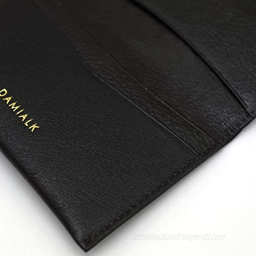 [DAMIALK] Full-grained Cow Leather Business Card Holder Credit Card Case for Men Women -Brown