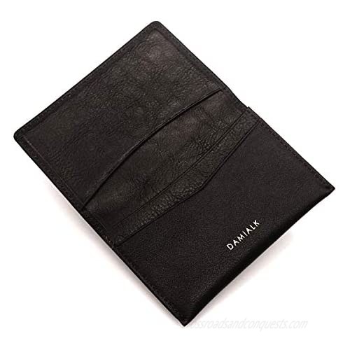 [DAMIALK] Full-grained Cow Leather Business Card Holder Credit Card Case for Men Women -Brown