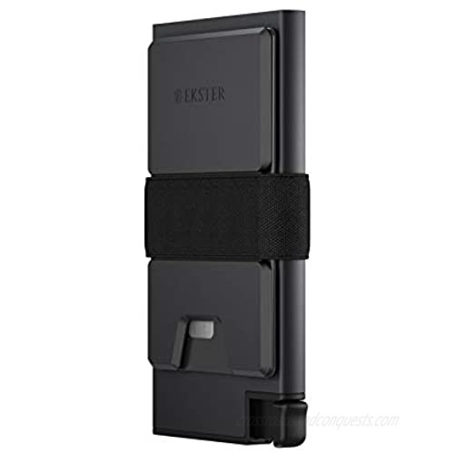 Ekster Aluminum Cardholder - 0.2-inch Slim Minimalist Wallet - Expandable Backplate RFID Blocking Layer Durable Space-Grade 6061-T6 Aluminum 1-15 Card Storage Capacity (Matte Black)
