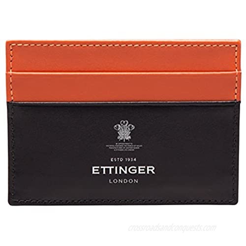 Ettinger Mens Orange and Black Sterling Flat Credit Card Case