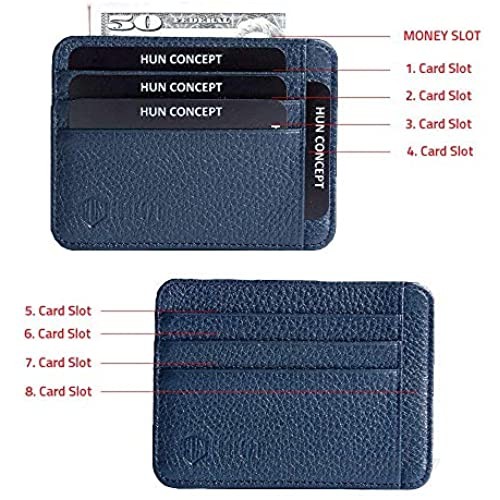 Genuine Leather Slim wallet RFID Blocking - Credit Card Holder Wallet for Men Women (blue)