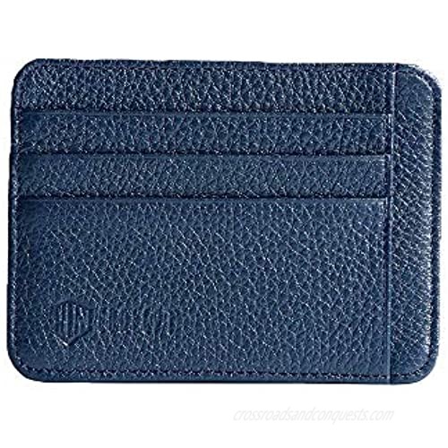 Genuine Leather Slim wallet RFID Blocking - Credit Card Holder Wallet for Men Women (blue)