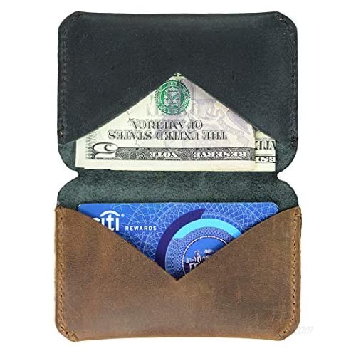 Hide & Drink Leather Bicolor Card Holder Holds Up to 8 Cards Plus Folded Bills Wallet Cash Organizer Handmade Includes 101 Year Warranty :: Multicolor