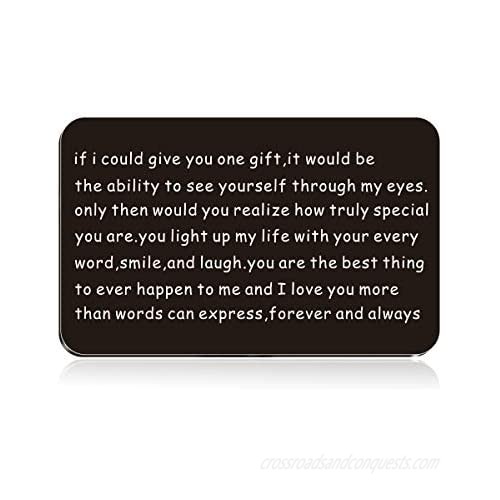 Husband Anniversary present for Him - Engraved Wallet Inserts - Perfect Birthday present for Men! Metal Wallet Card Love Note  Anniversary present for Men  Boyfriend  Husband present from Wife