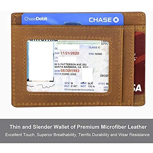 HYRISON Slim Minimalist Wallet Genuine Leather Front Pocket for Men Women RFID Blocking (Vintage Caramel)