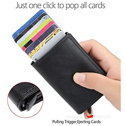 imeetu Card Holder for Men Leather Slim Rfid Blocking Card Wallet Case (A-Black)