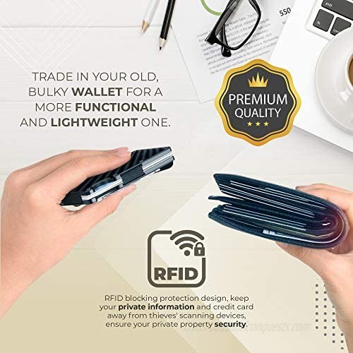 Jelani RFID Blocking Slim Luxury Credit Card Carbon Fiber Card Holder Wallet for Men With Money Clip