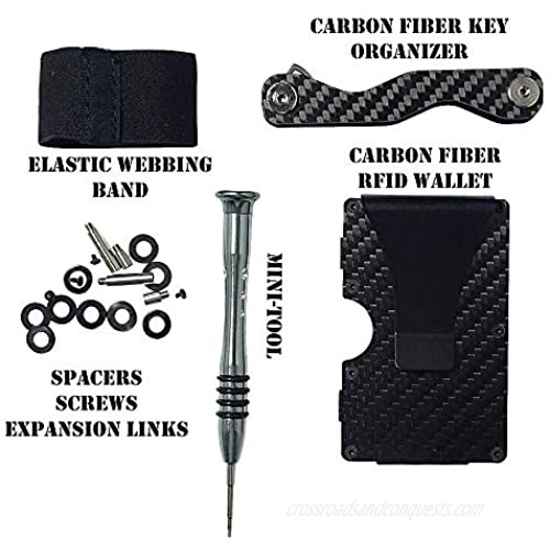 LaGia Military Grade RFID Blocking Carbon fiber Slim Wallet & Key organizer (Black)