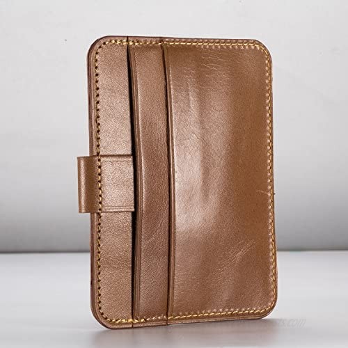 Leather Card Holder NUOYOU Slim Genuine Leather ID Card Case Minimalist Wallets Credit Card Holder Front Pocket Wallet (FatCow LightBrown)