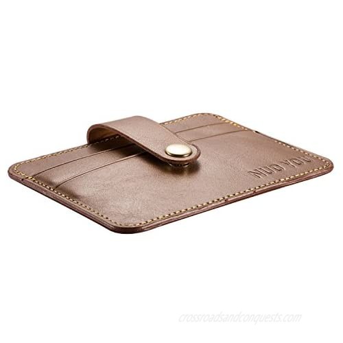 Leather Card Holder  NUOYOU Slim Genuine Leather ID Card Case Minimalist Wallets Credit Card Holder Front Pocket Wallet (FatCow  LightBrown)