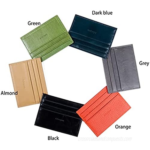 leather wallet large capacity 6 card wallet slim credit inserts card quick card for wallet men&women (Green)