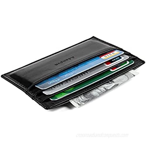 leather wallet large capacity 6 card wallet slim credit inserts card quick card for wallet men&women (Green)