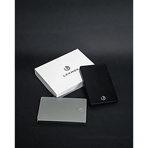 LEXMOR Minimalist Metal Wallet - RFID Blocking Cards Case Wallets for Men - Pop Up Slim Credit Card Holder - Aircraft Grade Aluminum (Gunmetal Grey)