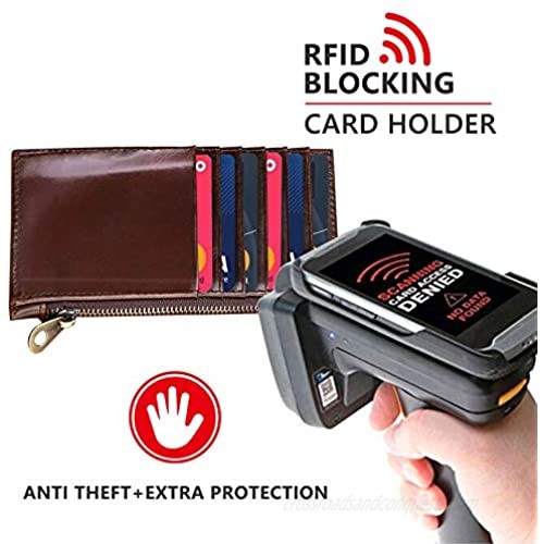 LLi Cufite - Genuine Leather Slim Wallet 2-sides 12 Card Slots Zipper Card Holder