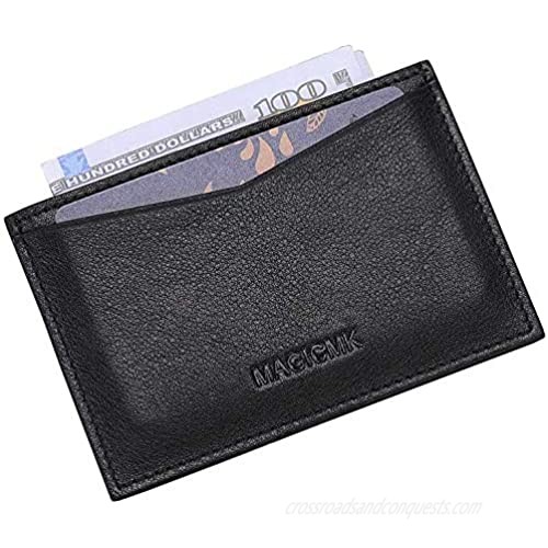 MAGICMK’S Men Credit Card Wallet Minimalist Card Organizer (Genuine Leather Black)