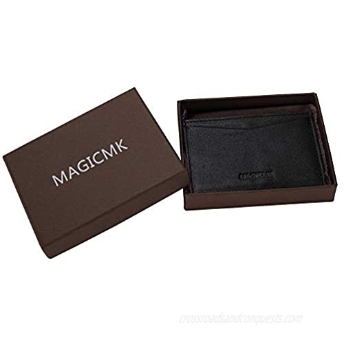 MAGICMK’S Men Credit Card Wallet Minimalist Card Organizer (Genuine Leather Black)