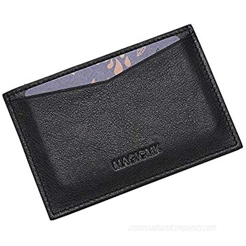 MAGICMK’S Men Credit Card Wallet Minimalist Card Organizer (Genuine Leather  Black)
