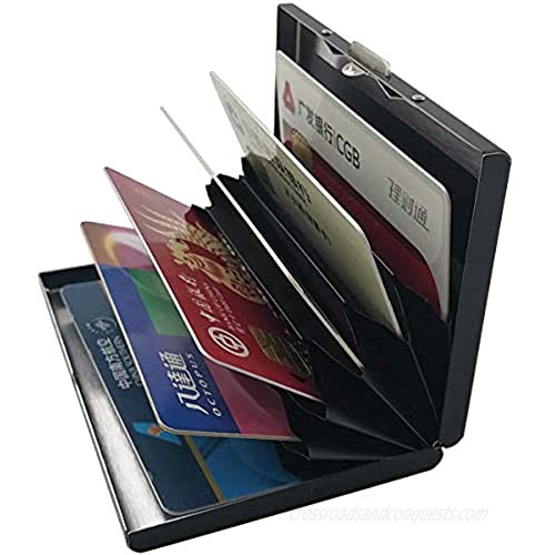 Metal Card Holder Steel Wallet Rfid Blocking Protector Card Case Slim Square Business Travel Hard Case Wallet/Card Holder for Men and Women (Black)