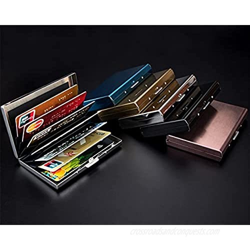 Metal RFID Blocking Credit Card Holder Wallet Slim Secure Stainless Steel Card Case ID Case Travel Wallet for Women Men Upgrade 8 Card Slots (Rose Gold)