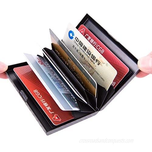 Minimalist Leather Wallet RFID Blocking Slim Credit Card Holder Automatic pop up