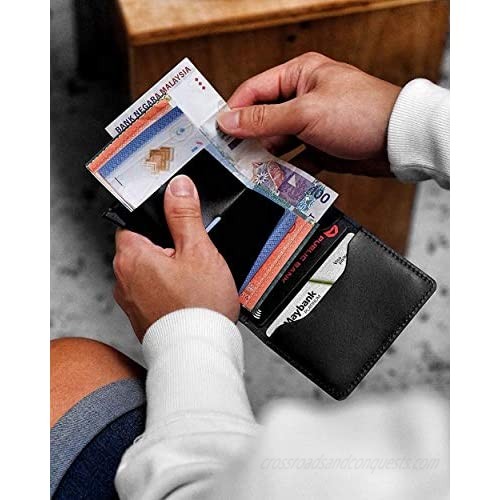 Minimalist Slim Leather Credit Card Holder RFID Aluminum Ejector Wallet for Men Women